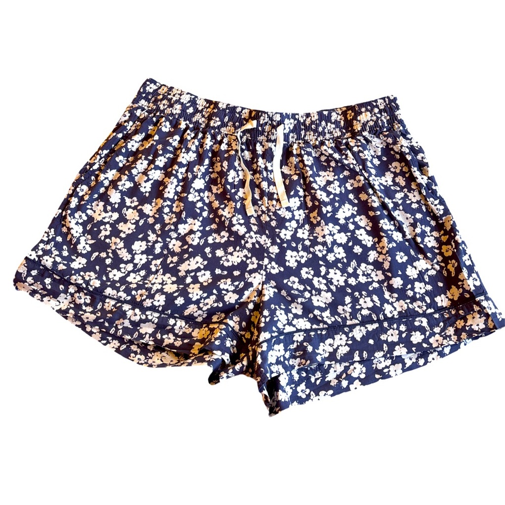 Old Navy XL Blue Floral Elastic Waist Shorts